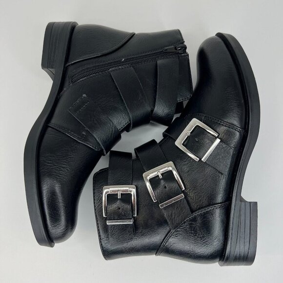 Time and Tru Black Womens Faux Leather Zipper Low Ankle Strap Size 7 Boot - Picture 6 of 9